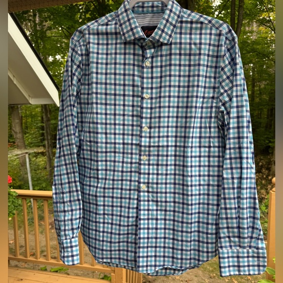 Egara Blue and Green Plaid Casual Shirt - Picture 1 of 14